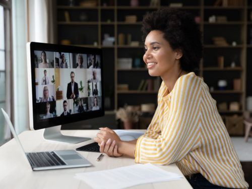 Woman interviewing virtually after reviewing remote interview tips